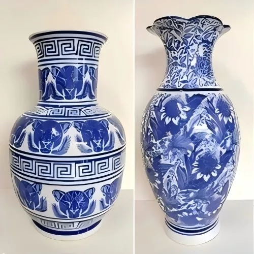 گلدان چینی آبی و سفید گلدان چینی آبی و سفید